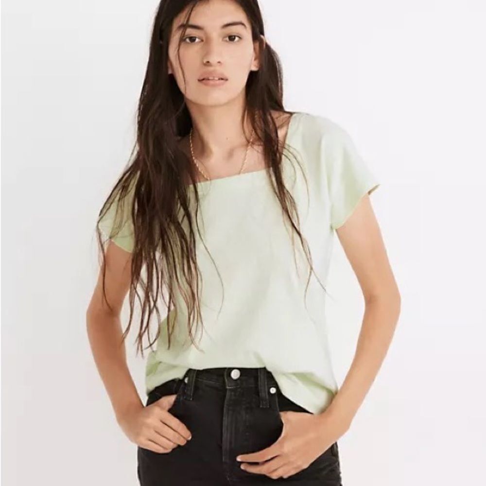 Madewell Knit Square-Neck Top in Sage Green XS